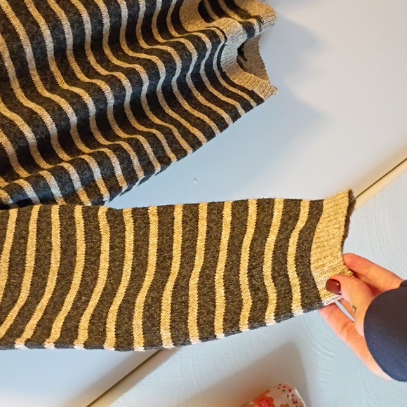 Striped Grey and Cream Cowl Neck Sweater-BUNDLE ONLY - Picture 3 of 5